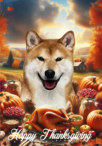 Shiba Inu - Best of Breed  Thanksgiving Outdoor House and Garden Flag