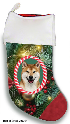 Shiba Inu - Best of Breed  Christmas Stocking 13.5"  Red Gaming Cloth with Red Lining ,Plush White Cuff