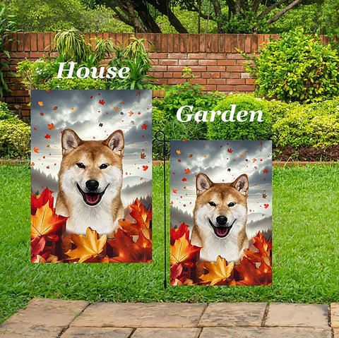 Shiba Inu - Best of Breed  Fall Leaves Outdoor House and Garden Flag
