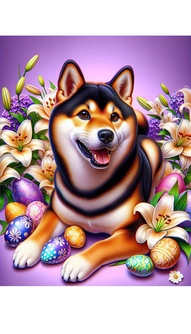 Shiba Inu Black and Tan - Best of Breed DCR Easter Holiday    Outdoor House and Garden Flag