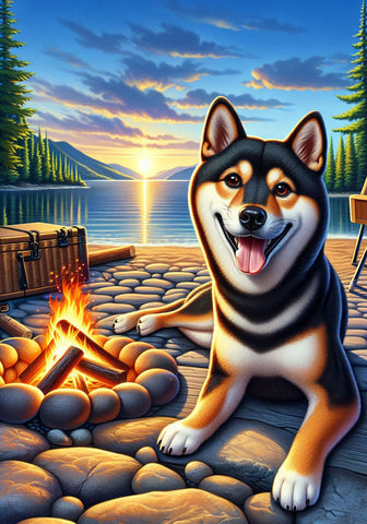 Shiba Inu Black and Tan - Best of Breed DCR Summer Camping   Outdoor House and Garden Flag