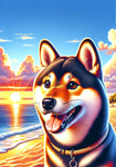 Shiba Inu Black and Tan - Best of Breed DCR Summer Sunset Outdoor House and Garden Flag
