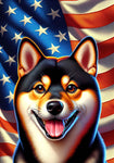 Shiba Inu Black and Tan - Best of Breed DCR Patriotic III   Outdoor House and Garden Flag
