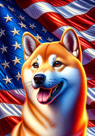 Shiba Inu Cream - Best of Breed DCR Patriotic III   Outdoor House and Garden Flag