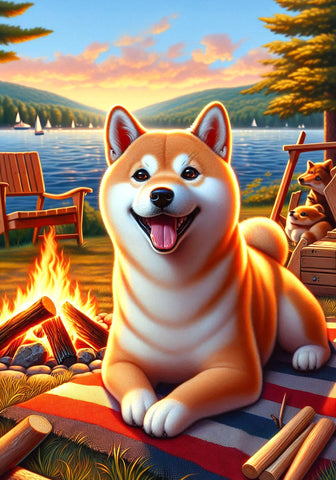 Shiba Inu Cream - Best of Breed DCR Summer Camping   Outdoor House and Garden Flag