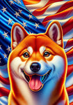 Shiba Inu Red - Best of Breed DCR Patriotic III   Outdoor House and Garden Flag