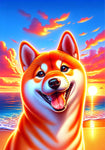 Shiba Inu Red - Best of Breed DCR Summer Sunset Outdoor House and Garden Flag