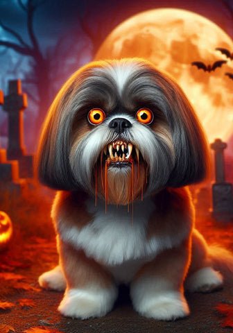 Shih Tzu Brown/White - Best of Breed DCR Halloween Outdoor House and Garden Flag