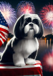 Shih Tzu Black/White - Best of Breed DCR July 4 Outdoor Flag