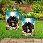 Shih Tzu Black/White - Best of Breed  Summer Butterflies Outdoor House and Garden Flag