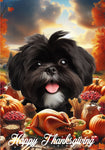 Shih Tzu Black/White - Best of Breed  Thanksgiving Outdoor House and Garden Flag