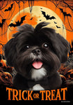 Shih Tzu Black/White - Best of Breed  Halloween Outdoor House and Garden Flag