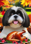 Shih Tzu Black and White - Best of Breed DCR Thanksgiving Outdoor House and Garden Flag