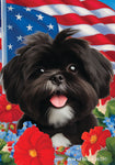 Shih Tzu Black/White - Best of Breed  Patriotic I All-American Outdoor House and Garden Flag