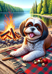 Shih Tzu Brown/White - Best of Breed DCR Summer Camping   Outdoor House and Garden Flag
