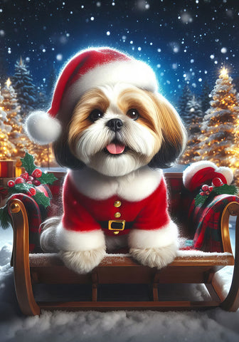 Shih Tzu Brown/White - Best of Breed DCR Christmas Outdoor House and Garden Flag