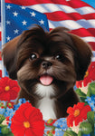 Shih Tzu Chocolate - Best of Breed  Patriotic I All-American Outdoor House and Garden Flag