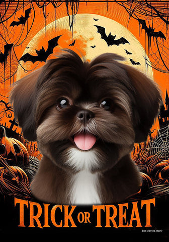 Shih Tzu Chocolate - Best of Breed  Halloween Outdoor House and Garden Flag