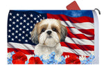 Shih Tzu Gold/White - Best of Breed Patriotic Mailbox Cover Hi-Grade Vinyl 6" x 19"