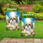 Shih Tzu Gold/White - Best of Breed  Summer Butterflies Outdoor House and Garden Flag
