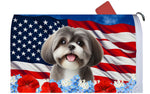 Shih Tzu Silver - Best of Breed Patriotic Mailbox Cover Hi-Grade Vinyl 6" x 19"