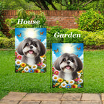 Shih Tzu Silver - Best of Breed  Summer Butterflies Outdoor House and Garden Flag