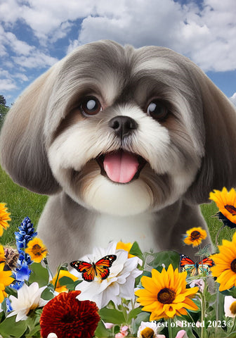 Shih Tzu Silver - Best of Breed  Summer Fields Outdoor House and Garden Flag