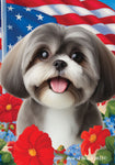 Shih Tzu Silver - Best of Breed  Patriotic I All-American Outdoor House and Garden Flag