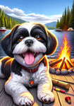 Shih Tzu Black and White - Best of Breed DCR Summer Camping   Outdoor House and Garden Flag