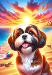 Shih Tzu Brown/White - Best of Breed DCR Summer Sunset Outdoor House and Garden Flag