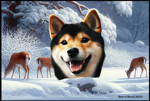 Shiba Inu Black/Tan- Best of Breed Winter Wonderland Floor Mat Tufted Loop 18" x 27"