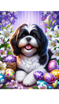 Shih Tzu Black and White - Best of Breed DCR Easter Holiday    Outdoor House and Garden Flag