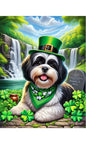 Shih Tzu Black and White - Best of Breed DCR Saint Patricks Day Day Outdoor House and Garden Flag