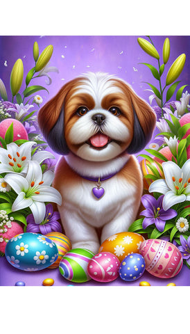 Shih Tzu Brown/White - Best of Breed DCR Easter Holiday    Outdoor House and Garden Flag