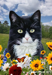 Tuxedo Cat - Best of Breed  Summer Fields Outdoor House and Garden Flag