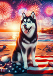 Siberian Husky Black/White - Best of Breed DCR July 4 Outdoor Flag