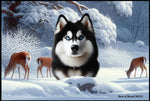 Siberian Husky Black/White Blue Eyes -  Best of Breed Winter Wonderland Floor Mat Tufted Loop 18" x 27"