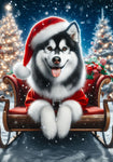 Siberian Husky Black/White - Best of Breed DCR Christmas Outdoor House and Garden Flag