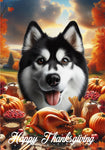 Siberian Husky Black/White - Best of Breed  Thanksgiving Outdoor House and Garden Flag