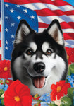 Siberian Husky Black/White - Best of Breed  Patriotic I All-American Outdoor House and Garden Flag