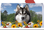 Siberian Husky Grey - Best of Breed Summer Flowers Mailbox Cover Hi-Grade Vinyl 6" x 19"