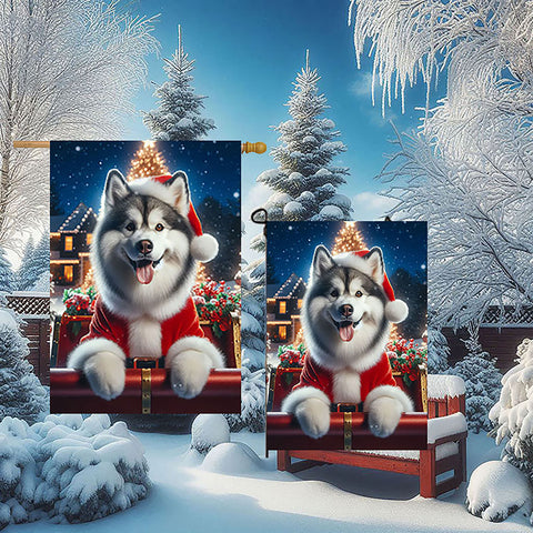 Siberian Husky Grey - Best of Breed DCR Christmas Outdoor House and Garden Flag