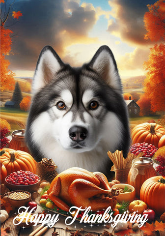 Siberian Husky Grey - Best of Breed  Thanksgiving Outdoor House and Garden Flag