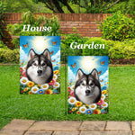 Siberian Husky Grey - Best of Breed  Summer Butterflies Outdoor House and Garden Flag