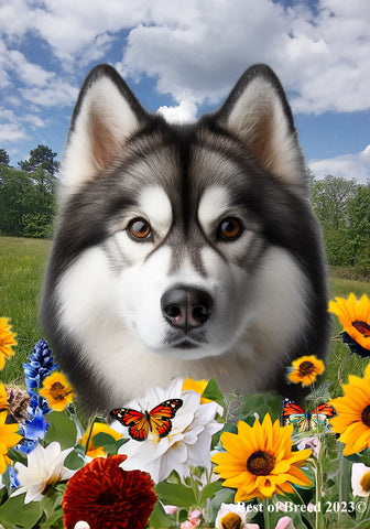 Siberian Husky Grey - Best of Breed  Summer Fields Outdoor House and Garden Flag