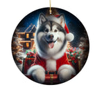 Siberian Husky Grey - Best of Breed DCR Christmas Tree Porcelain Ornament Double Sided