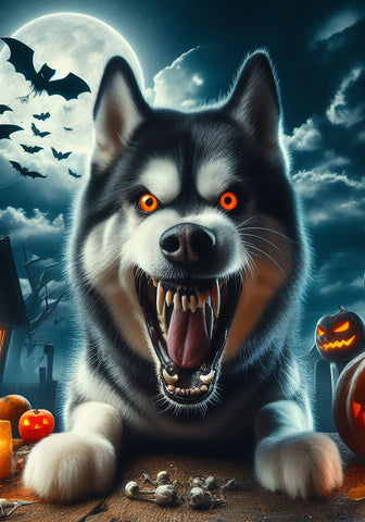 Siberian Husky Grey - Best of Breed DCR Halloween Outdoor House and Garden Flag