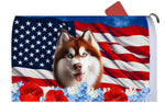 Siberian Husky Red Blue Eyes -  Best of Breed Patriotic Mailbox Cover Hi-Grade Vinyl 6" x 19"