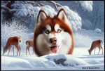 Siberian Husky Red Blue Eyes -  Best of Breed Winter Wonderland Floor Mat Tufted Loop 18" x 27"