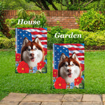 Siberian Husky Red Blue Eyes -  Best of Breed  Patriotic I All-American Outdoor House and Garden Flag